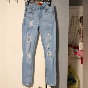 Wax Jean Light Blue Distressed Skinny Jeans